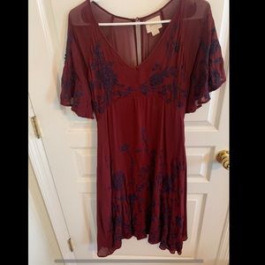 Anthropologie Sheer Embroidered Dress